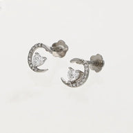 Moonlit Heart Studs in 92.5 Silver