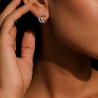 Moonlit Heart Studs in 92.5 Silver