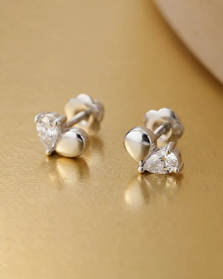 Half Heart Studs in 92.5 Silver