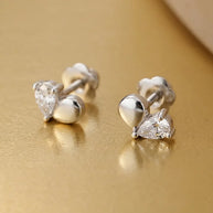 Half Heart Studs in 92.5 Silver