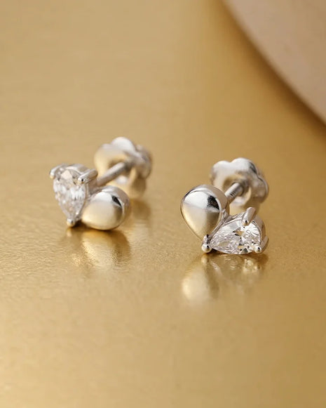 Half Heart Studs in 92.5 Silver
