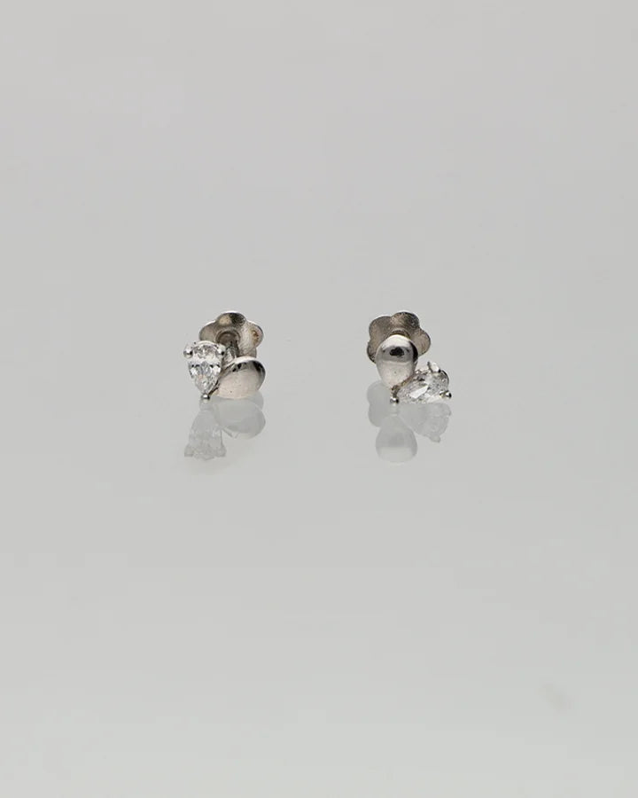Half Heart Studs in 92.5 Silver