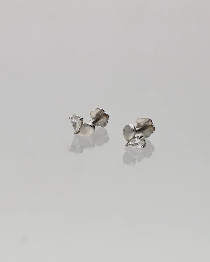Half Heart Studs in 92.5 Silver