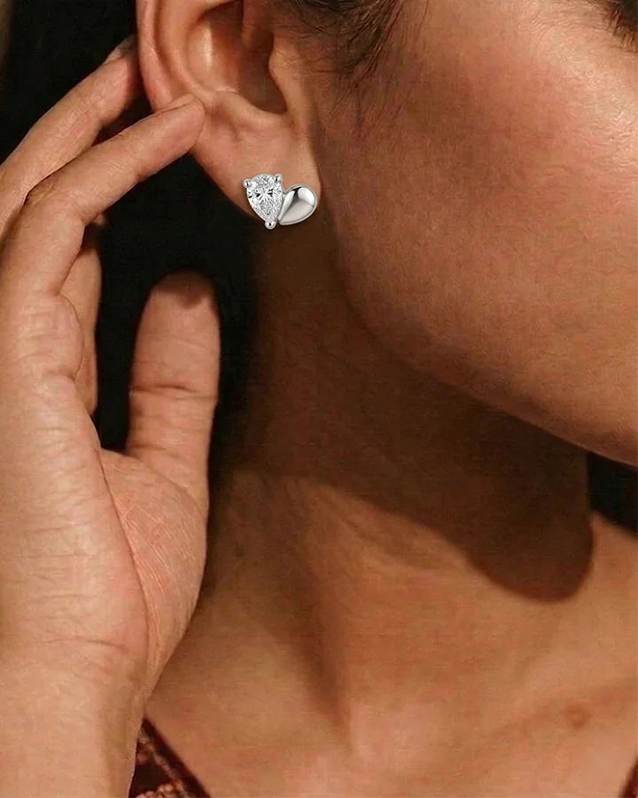 Half Heart Studs in 92.5 Silver