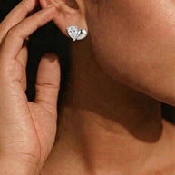 Half Heart Studs in 92.5 Silver