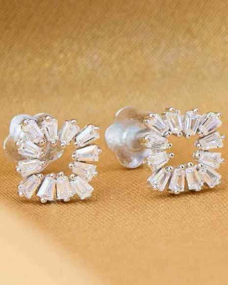 Square Rhodium Studs in 92.5 Silver