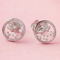 Butterfly Halo Studs in 92.5 Silver