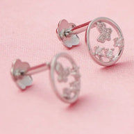 Butterfly Halo Studs in 92.5 Silver