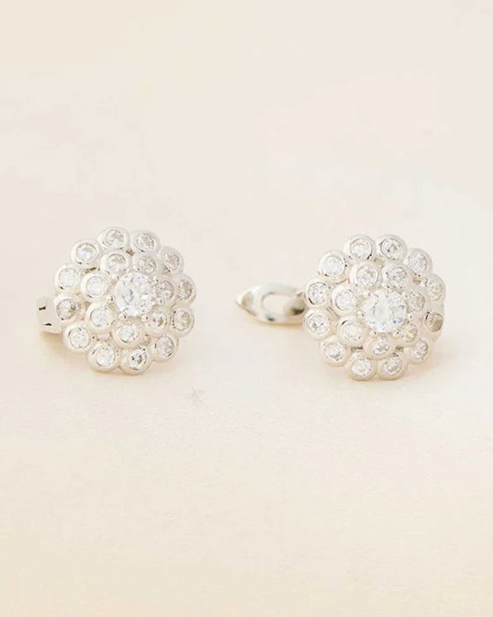 Floral J Studs in 92.5 Silver