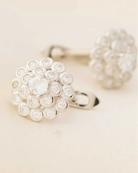 Floral J Studs in 92.5 Silver