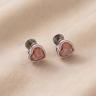 Pink heart Studs in 92.5 Silver