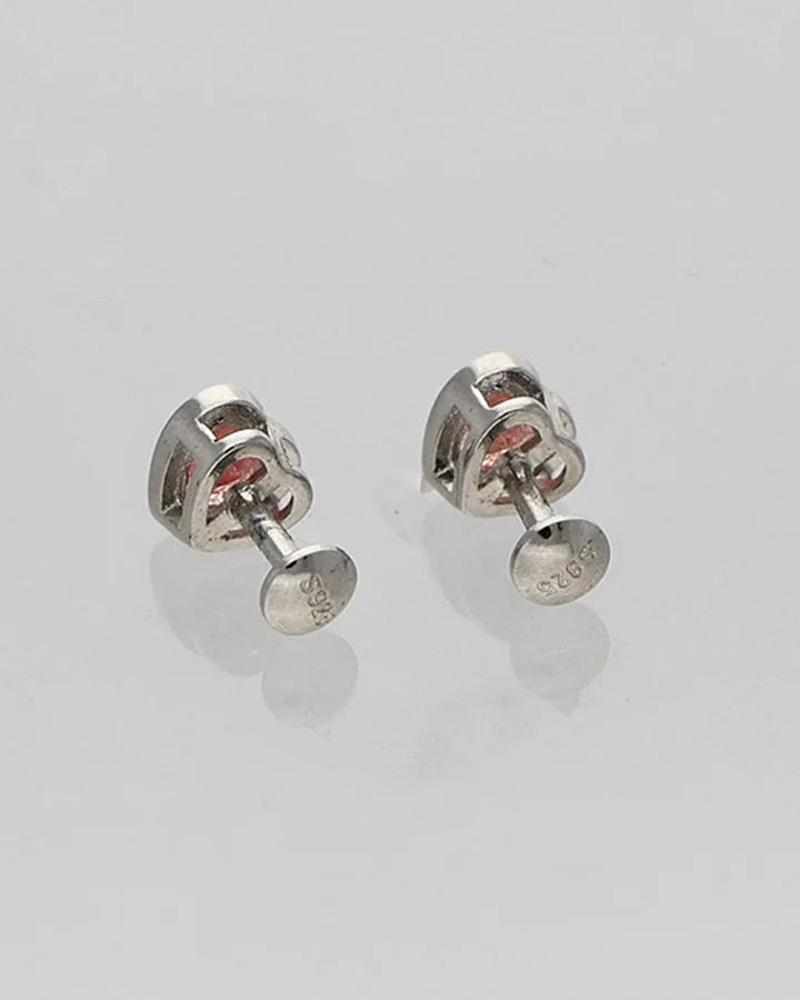 Pink heart Studs in 92.5 Silver
