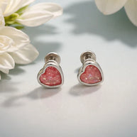 Pink heart Studs in 92.5 Silver