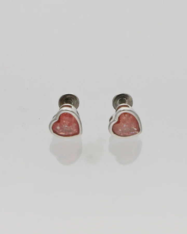 Pink heart Studs in 92.5 Silver