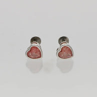 Pink heart Studs in 92.5 Silver