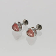 Pink heart Studs in 92.5 Silver