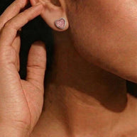 Pink heart Studs in 92.5 Silver