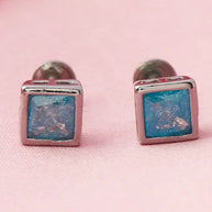 Mint Square Studs in 92.5 Silver