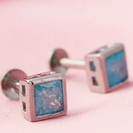 Mint Square Studs in 92.5 Silver