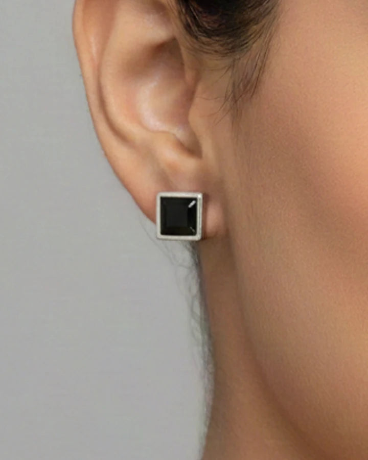 Onyx Studs in 92.5 Silver