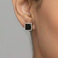 Onyx Studs in 92.5 Silver
