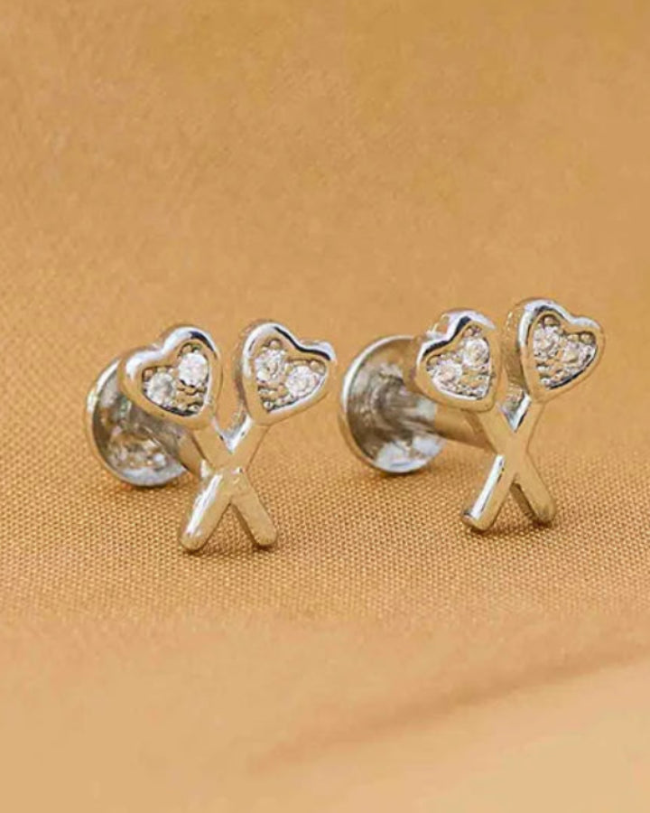 Heart Lollipop Studs in 92.5 Silver