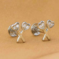 Heart Lollipop Studs in 92.5 Silver