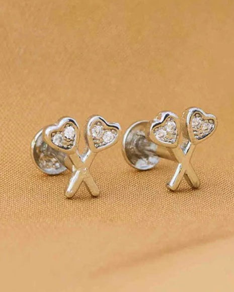 Heart Lollipop Studs in 92.5 Silver