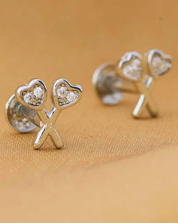 Heart Lollipop Studs in 92.5 Silver