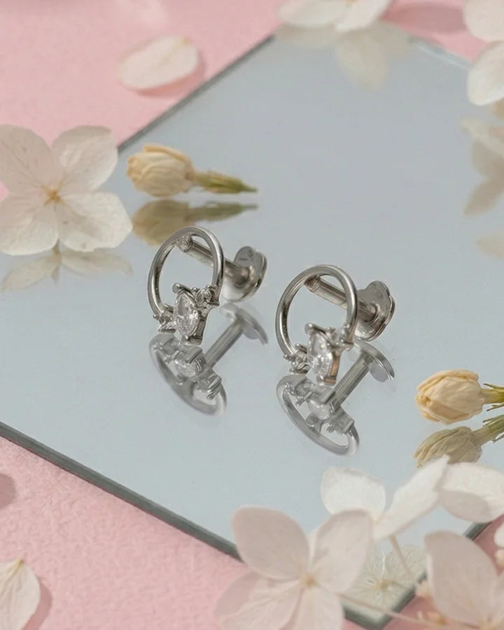 Bloom Rhodium Studs in 92.5 Silver