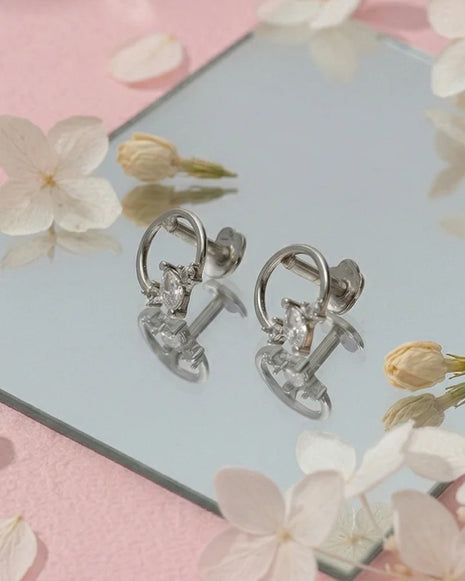 Bloom Rhodium Studs in 92.5 Silver