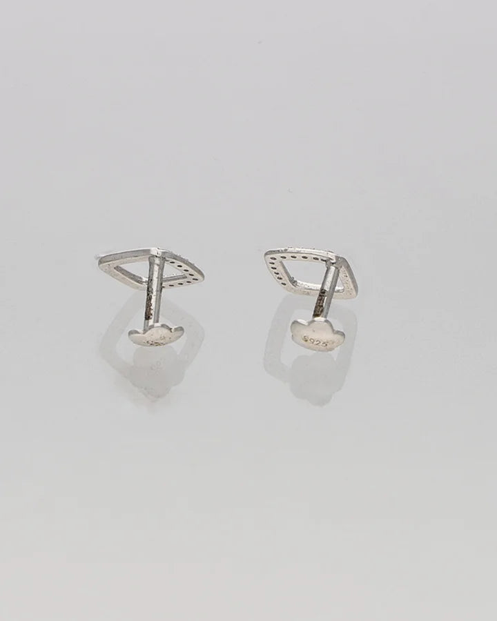 Square Rhodium Studs in 92.5 Silver