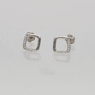 Square Rhodium Studs in 92.5 Silver