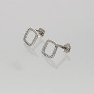 Square Rhodium Studs in 92.5 Silver