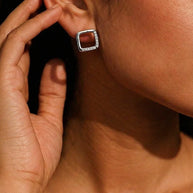 Square Rhodium Studs in 92.5 Silver