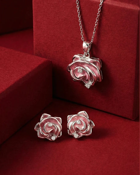 Rose Bloom Set in 92.5 Silver