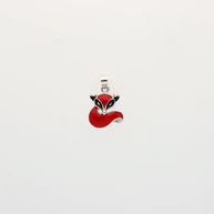 Rhodium Enamel Fox Pendant Set in 92.5 Silver