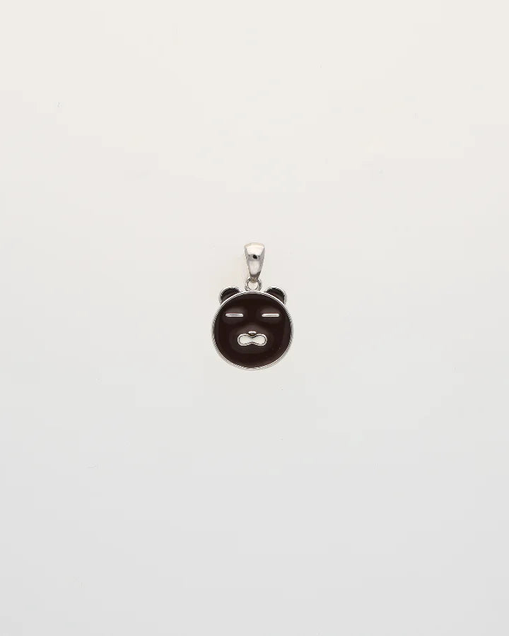 Rhodium Enamel Brown Teddy Bear Pendant Set in 92.5 Silver