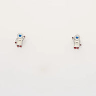 Rhodium Enamel White Astronaut Pendant Set in 92.5 Silver