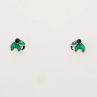 Rhodium Enamel Green Elephant Pendant Set in 92.5 Silver