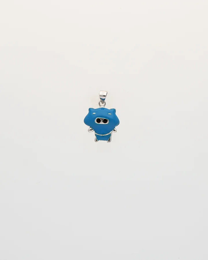 Rhodium Enamel Blue Cartoon Pendant Set in 92.5 Silver