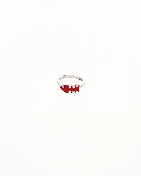Red Fish Adjustable Ring in 92.5 Silver