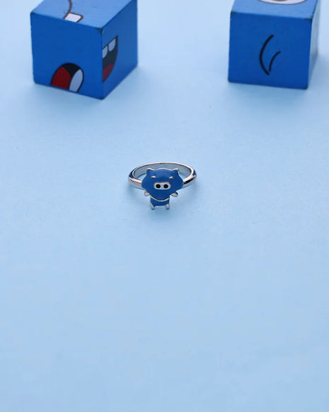 Blue Cartoon Ring in 92.5 Silver