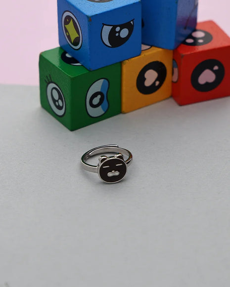 Brown Teddy Bear Adjustable Ring in 92.5 Silver