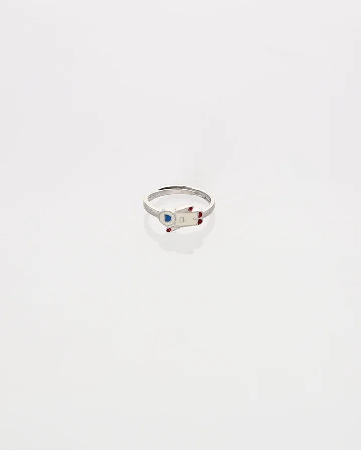 White Astronaut Adjustable Ring in 92.5 Silver