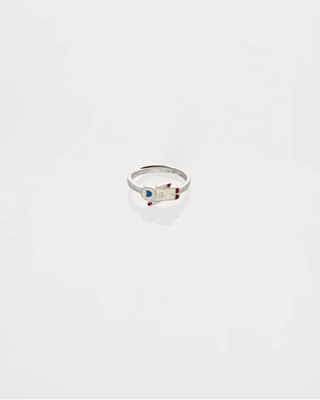 White Astronaut Adjustable Ring in 92.5 Silver