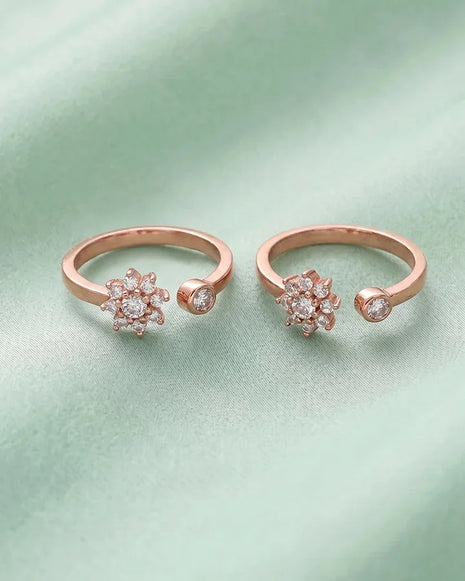 Rose Toe Rings in 92.5 Silver