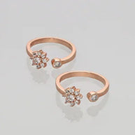 Rose Toe Rings in 92.5 Silver