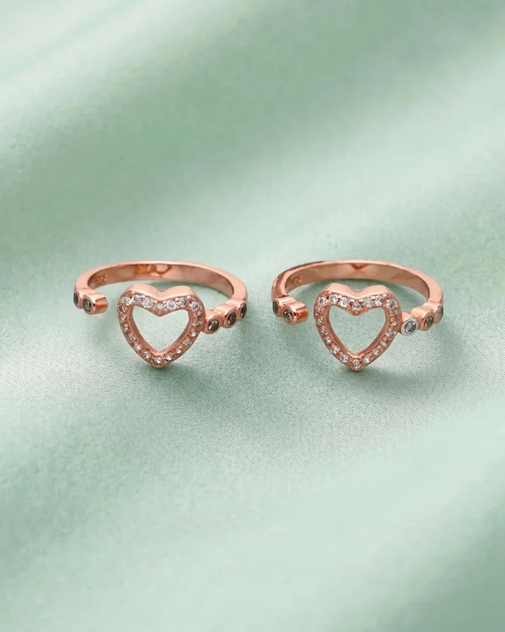 Heart Toe Rings in 92.5 Silver