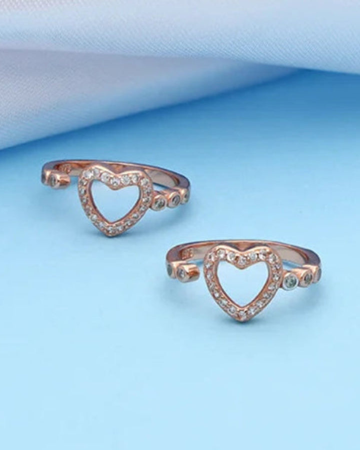 Heart Toe Rings in 92.5 Silver